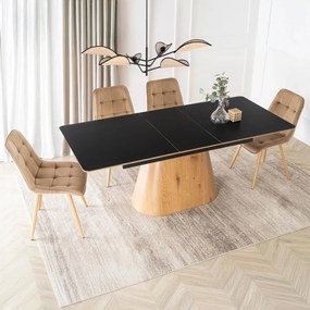 Jídelní rozkládací stůl Lizbona 160/200 cm z masivu černý/dub přírodní