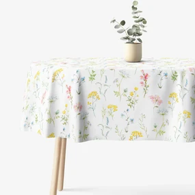 Goldea oválny obrus 100% bavlnené plátno deluxe - kvitnúca jar 140 x 220 cm