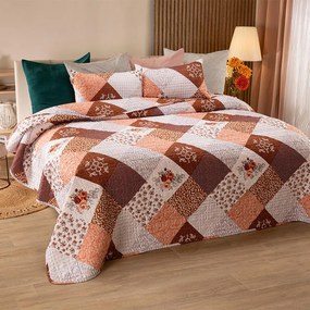 Prikrývka na posteľ VINTAGE ROSE hnedá jednolôžko