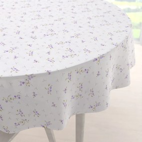 Biante Bavlnený okrúhly obrus Sandra SA-296 Drobné fialové kvety na bielom Ø 150 cm