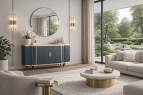 Komoda Stilig ST317 150 cm šedomodrá/zlatá