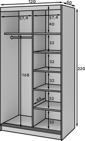 Šatní skříň Marrphy 120 cm dub Caramel/černá