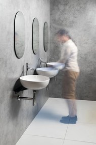 Sapho Tetris, nástenné okrúhle umývadlo s držiakom pre stojánkovú batériu vpravo, 415x140mm, biela, TZ420-02