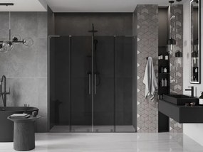 Mexen Velar L Duo, posuvné sprchové dvere do otvoru 200 cm, 8mm šedé sklo, brúsený grafit, 871-200-003-42-95