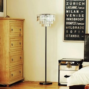 Toolight Toolight, podlahová krištáľová lampa 3xE14 APP925-3F, čierna, OSW-01042