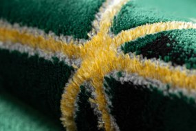 Koberec EMERALD exkluzívny 1014 glamour, styl kocka fľaškovo zelený / zlatý