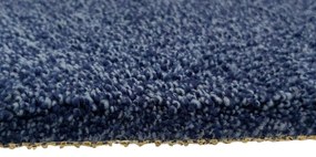 Tapibel, Koberec metráž Supersoft 710 tm. modrý, na mieru s bordúrou, šíře 4m, modrá, ab (mriežka), chodba / predsieň