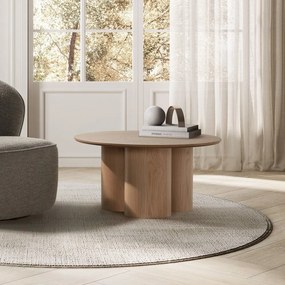 Okrúhly konferenčný stolík v dekore duba v prírodnej farbe ø 80 cm Lua – MOME