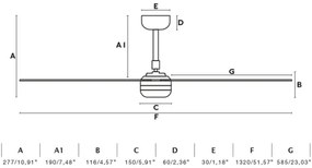 FARO 33816WT-Stropný ventilátor PUNT M hnedá/biela pr. 132 cm WT+ diaľkové ovládanie