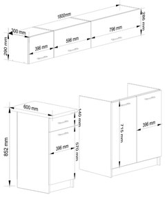 Kuchynský set OLIVIA G1 1,8M - biela/beton