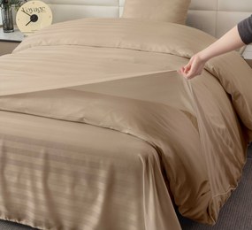 Hotelové obliečky z mikrovlákna JASMINE béžové - prúžok 2 cm, hotelové obálkové zapínanie Rozmer obliečky: 70 x 90 cm | 140 x 200 cm