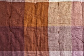 MADAM STOLTZ Ľanový prehoz na posteľ Burnt Orange/Lilac/Bordeaux 70 × 180 cm