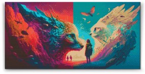 Gario Diamantové maľovanie Mystické mačky Rozmery: 40 x 80 cm, Rámovanie: S vnútorným rámom, Diamanty: Štvorcové