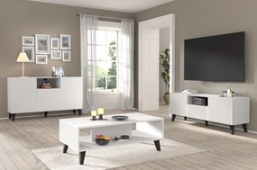 TV skrinka/stolík HG 150 2D1S Rowanna (biela + čierna). Akcia -20%. Vlastná spoľahlivá doprava až k Vám domov. 1125107
