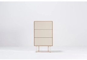 Vysoká komoda z dubového dreva v bielo-prírodnej farbe 60x100 cm Fina – Gazzda