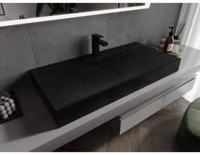 Mexen Poli, umývadlo na dosku z konglomerátu 1/O 100 x 48 cm, čierna matná, 23021071