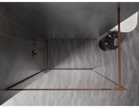 Mexen Kioto-F, sprchová zástena s rámom 160 x 202 cm, 8 mm číre sklo, profil ružové zlato, 800-160-104-60-00