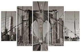 Gario Obraz na plátne Brooklynský most čiernobiely - 5 dielny Rozmery: 100 x 70 cm