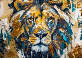 Obraz - Abstraktná olejomaľba s levom (70x50 cm)
