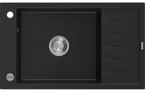 Mexen Elias granitový jednokomorový drez s krátkym odkvapkávačom 795 x 480 mm, čierna - 6511791005-77