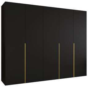 Šatníková skriňa 250 cm Alice 1 (čierna + zlatá). Akcia -20%. Vlastná spoľahlivá doprava až k Vám domov. 1126131
