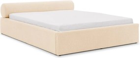 Krémová čalúnená dvojlôžková posteľ s úložným priestorom s roštom 140x200 cm Cille – Ropez