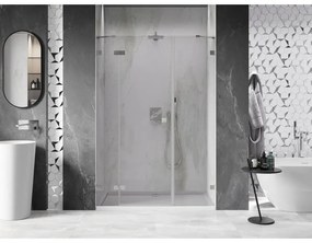 Mexen Lunar, Otočné ľavé sprchové dvere 160 cm, 8mm číre sklo, oceľový profil, 834S-160-050-97-00-L