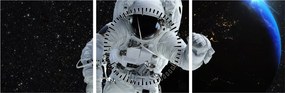 Obraz - Astronaut vo vesmíre (s hodinami) (90x30 cm)