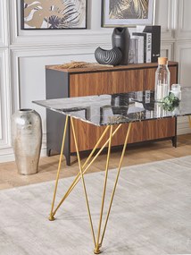 Jedálenský stôl s mramorovým efektom 140 x 80 cm čierna/zlatá KENTON Beliani