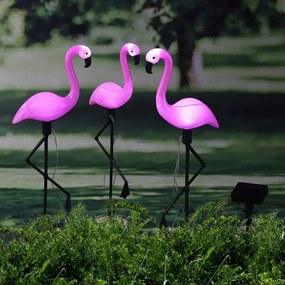 3x LED záhradná lampa Flamingos 54cm