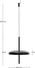 Čierne LED stmievateľné závesné svetlo s kovovým tienidlom Porte – Kave Home