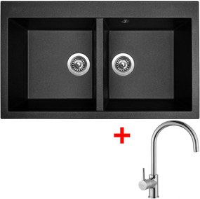 Set Sinks AMANDA 860 DUO Metalblack + VITALIA Chróm