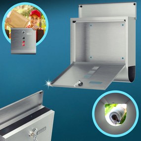 Monzana Poštová schránka s valcom na noviny POST, 30,5x10x33,5cm, strieborná