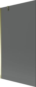 Mexen Next, vaňová zástena 1-krídlová 100 x 150 cm, fixné krídlo, 6 mm šedé sklo, zlatý profil, 895-100-000-00-40-50