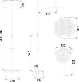 Rea Vision Premium, sprchový set, chrómová, REA-P6738