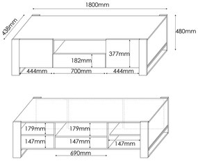TV stolík Wood - dub wotan / antracit