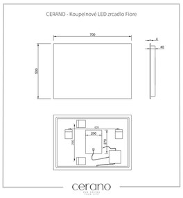 CERANO - Kúpeľňové LED zrkadlo Fiore - 50x70 cm, CER-CER-476711