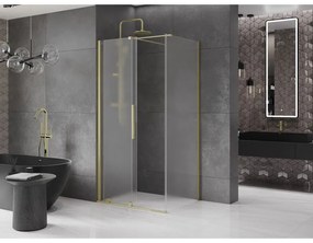 Mexen Velar, sprchový kút s posuvnými dverami 150 x 100 cm, 8mm sklo námraza, zlatá matná, 871-150-100-31-55