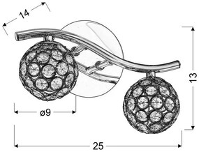 Candellux STARLET Nástenné svietidlo 2X40W G9 Chrome / Transparent 92-85798