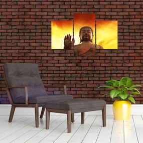 Obraz - Budha s červenožltým pozadím (90x60 cm)