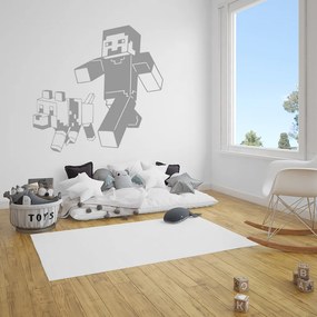 Veselá Stena Samolepka Minecraft so psom Farba: šedá, Veľkosť: 80 x 78 cm