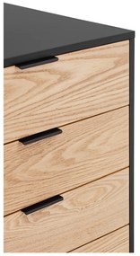 Nízka komoda v dekore duba v čierno-prírodnej farbe 159x80 cm Sierra – Teulat