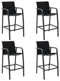 Záhradné barové stoličky 4 ks čierne textilénové 48117