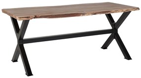 Jedálenský stôl z akáciového dreva 180 x 95 cm svetlé drevo/čierna VALBO Beliani
