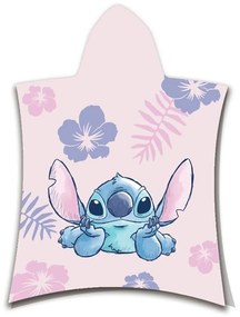 DETSKÝ BAVLNENÝ PONČO UTERÁK S KAPUCŇOU LILO AND STITCH 50X115 CM VZOROVANÁ