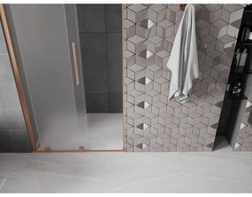 Mexen Velar, posuvné sprchové dvere do otvoru 90 cm, 8mm sklo námraza, medená matná, 871-090-000-31-65