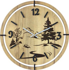 Moderné nástenné hodiny s gravírovaním Lesa | LEDNIC: HDF - Javor 30 cm 4800-115386 HDF0700-ruky-silver
