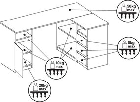 Rohový písací stôl Carlos, dub sonoma