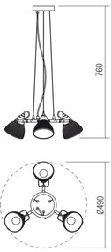 Redo 01-1450 - Luster na lanku RIDGE 3xE27/60W/230V