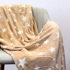 Home Elements Mikroflanelová deka, béžová, hviezdy